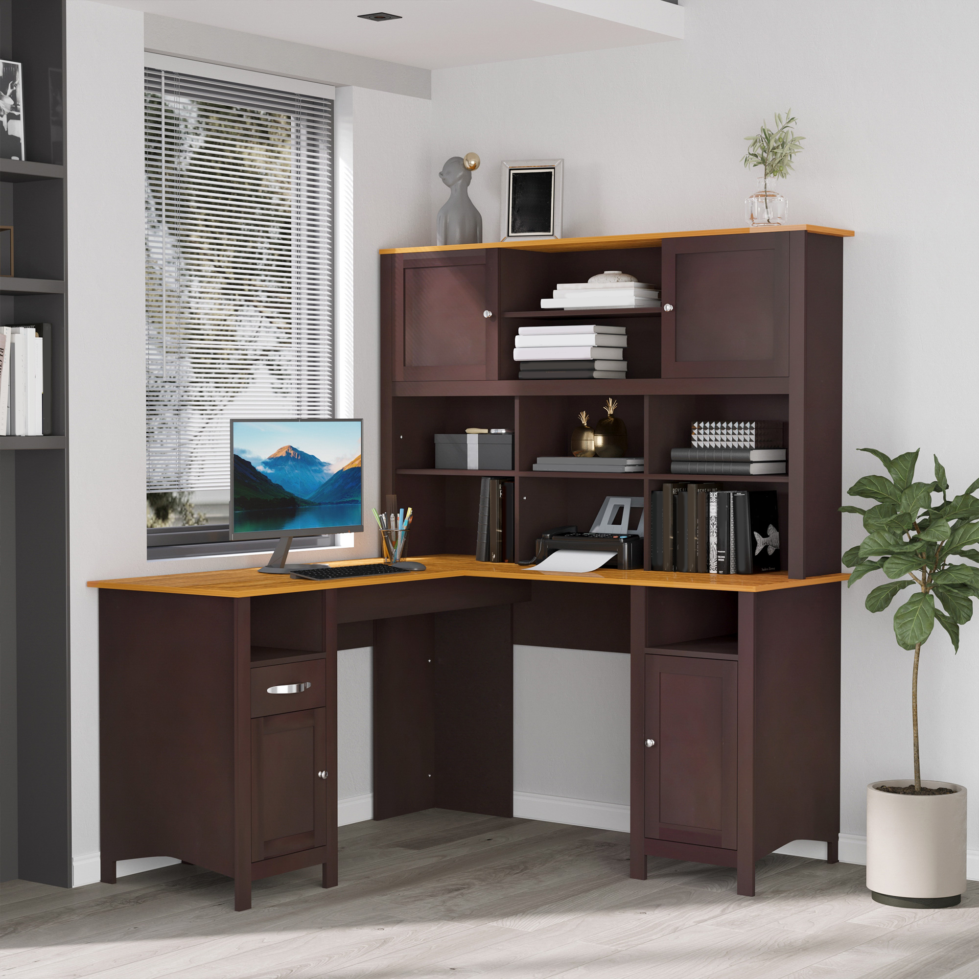 HOMCOM L-Shaped Desk PC Laptop Table Multi-Usage L